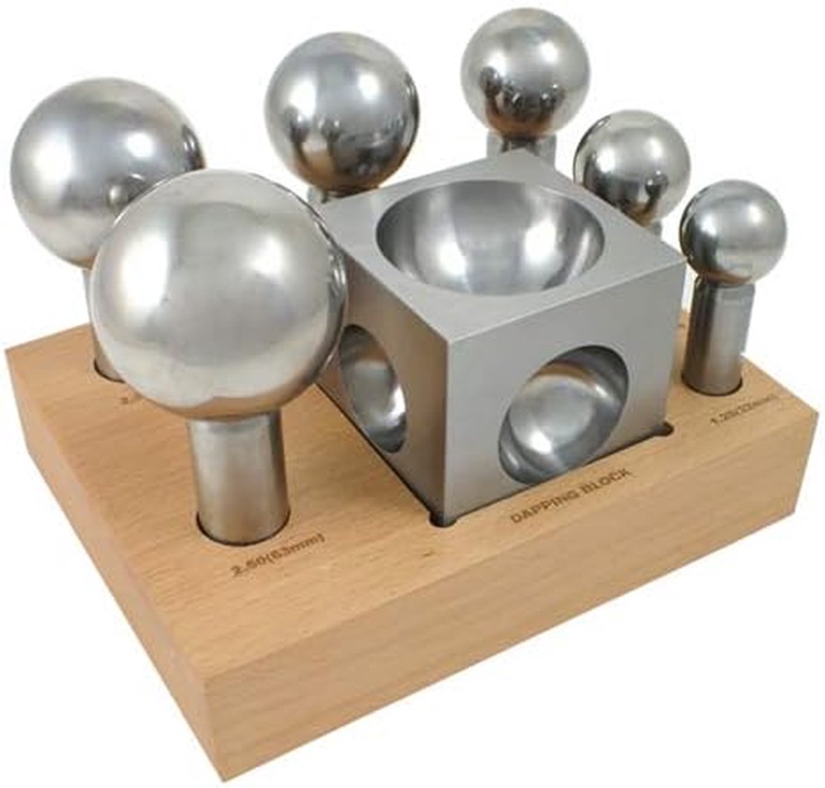 Dapping Blok Set - Metaal Vormgereedschap - Sieraden Maken - Jumbo Formaat Holtes - 6 Delige Set - Niet Van Toepassing