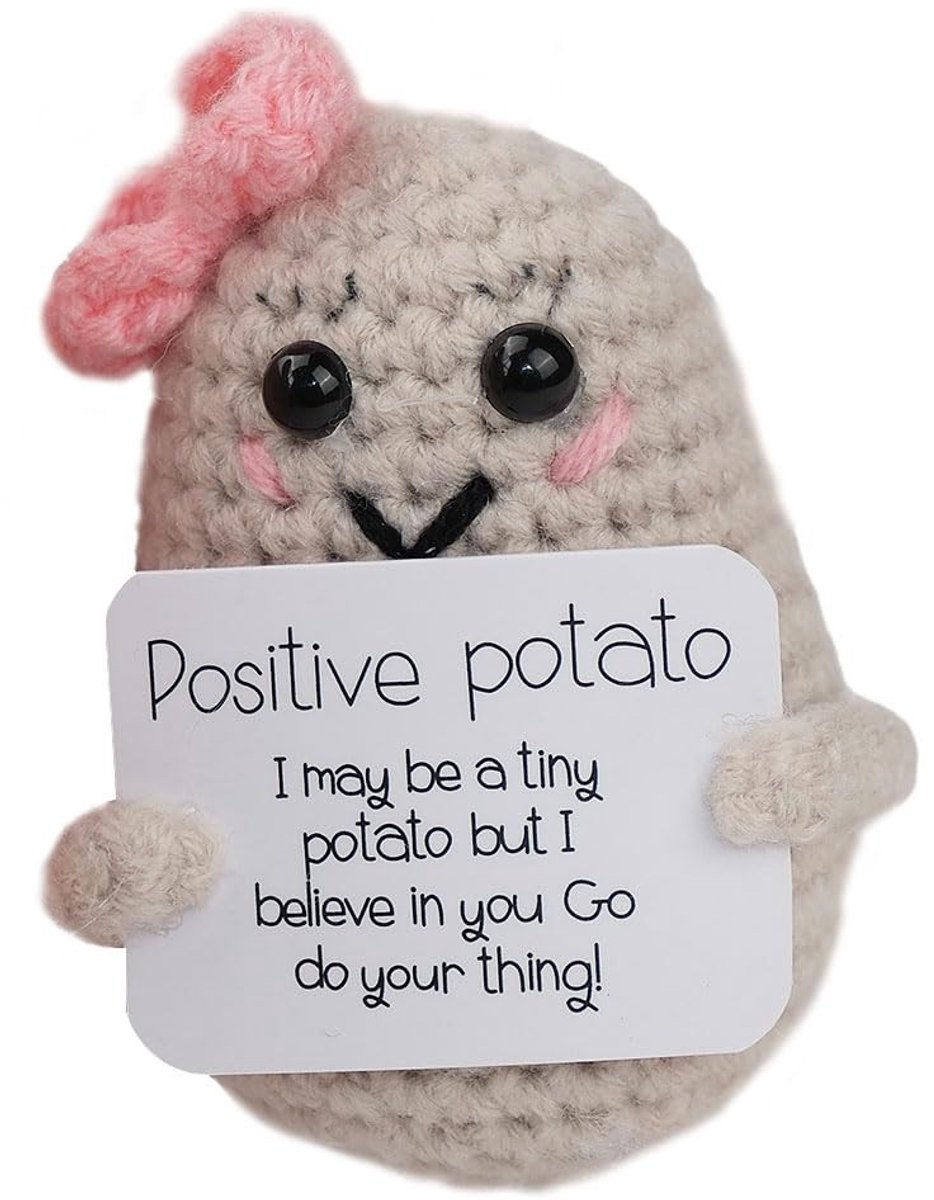 Dailygoods- Aardappel Knuffelbeer Creatief Gebreid - Motivatie Cadeau - Party Decoratie - Aanmoediging - Lichtgewicht - Zacht Wolmateriaal - Knuffel