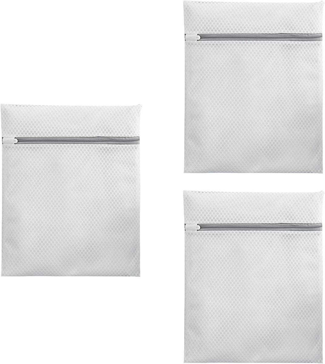 Mesh waszak - Fijne waszak - Kleding beschermen - Zelfsluitende rits - 3 stuks 40x50cm - Grijs