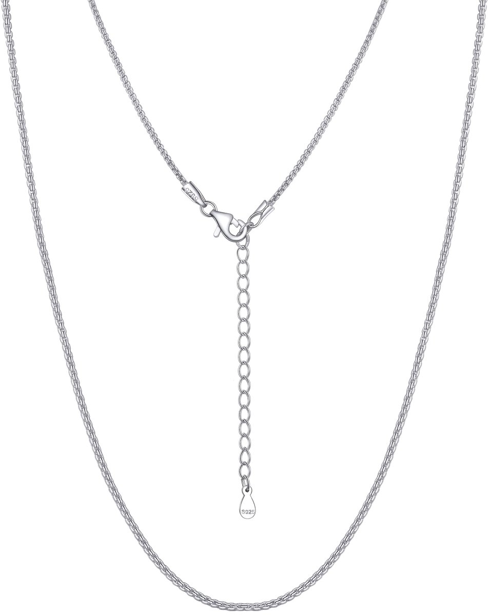 Dailygoods- Halsketting 925 Zilver - Vierkante Schakelketting - Lengte 41 cm/46 cm/51 cm/55 cm/61 cm - Eenvoudig en Modern - Duurzaam en Comfortabel - Sieraden