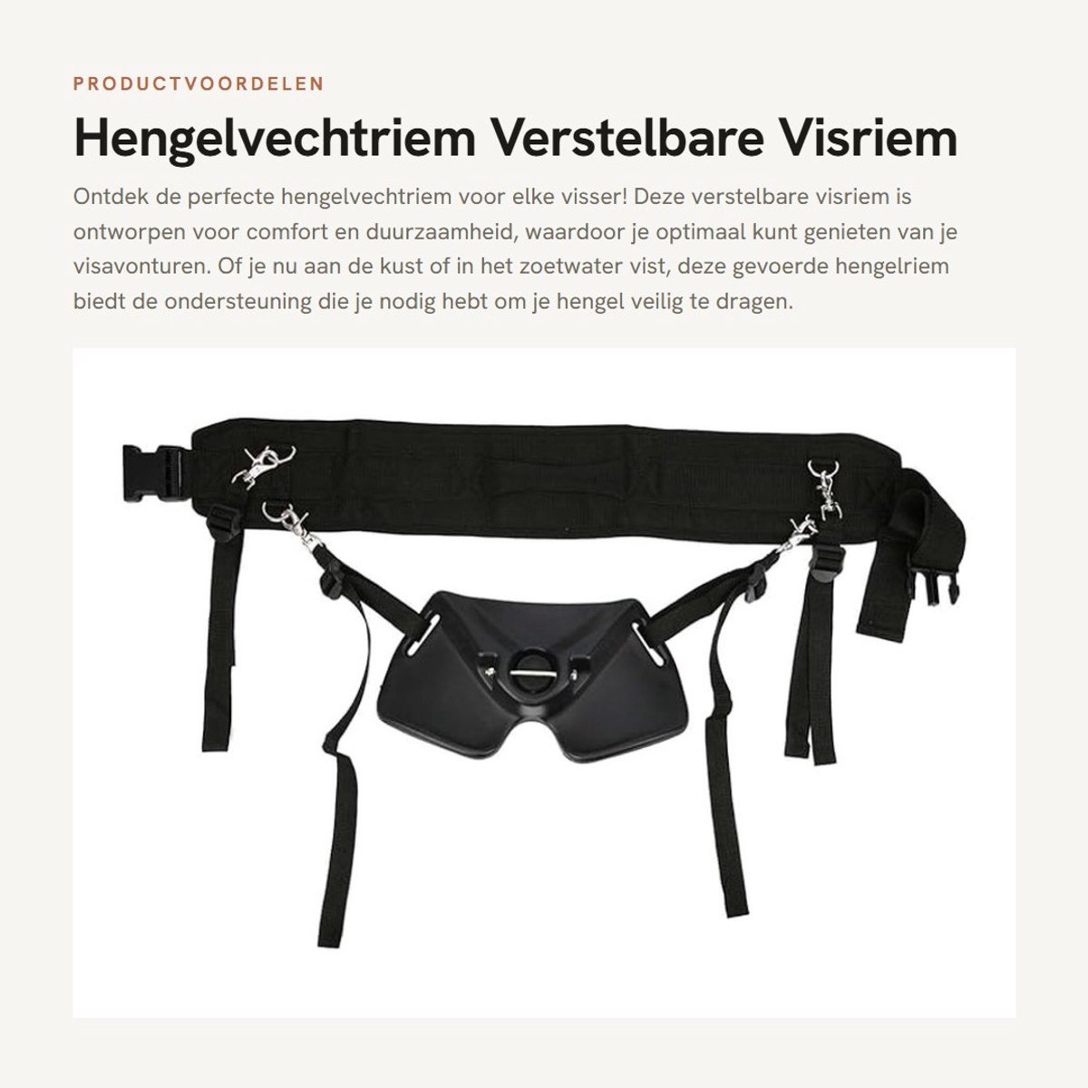 Dailygoods- Hengelriem Verstelbaar - Gevoerde Visriem - Zwaar Uitgevoerde Hengelriem - Zoutwaterhengelriem - Taille Riem Lengte 85 cm - ABS/Spons/Roestvrij Staal
