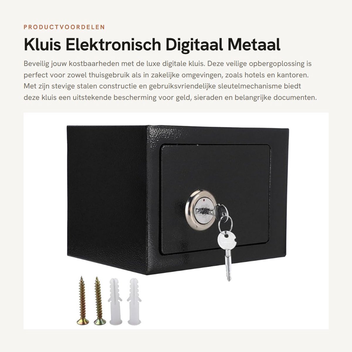 Dailygoods - Kluis - Elektronisch - Digitaal - Metaal - Sleutelkluis - Thuis - Kantoor - Zwart - 23x17x17.3 cm