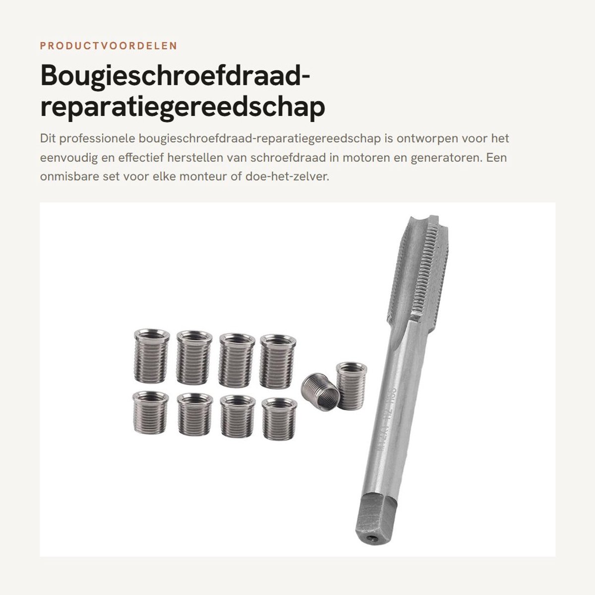 Dailygoods- Bougieschroefdraad Reparatiegereedschap Professioneel - Roestvrij Stalen Set - M10 x 1,0 / M12 x 1,0 - Universeel Voor Motoren - Effectief Onderhoud - Comfortabel Gebruik - Schroefdraad Reparatieset