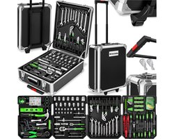 tectake® 1200-Delige Gereedschapskoffer - Gevuld - Gereedschapsset - Op Wielen - Gereedschapstrolley - Gereedschapskist met 4 Niveaus - Complete Gereedschap Set