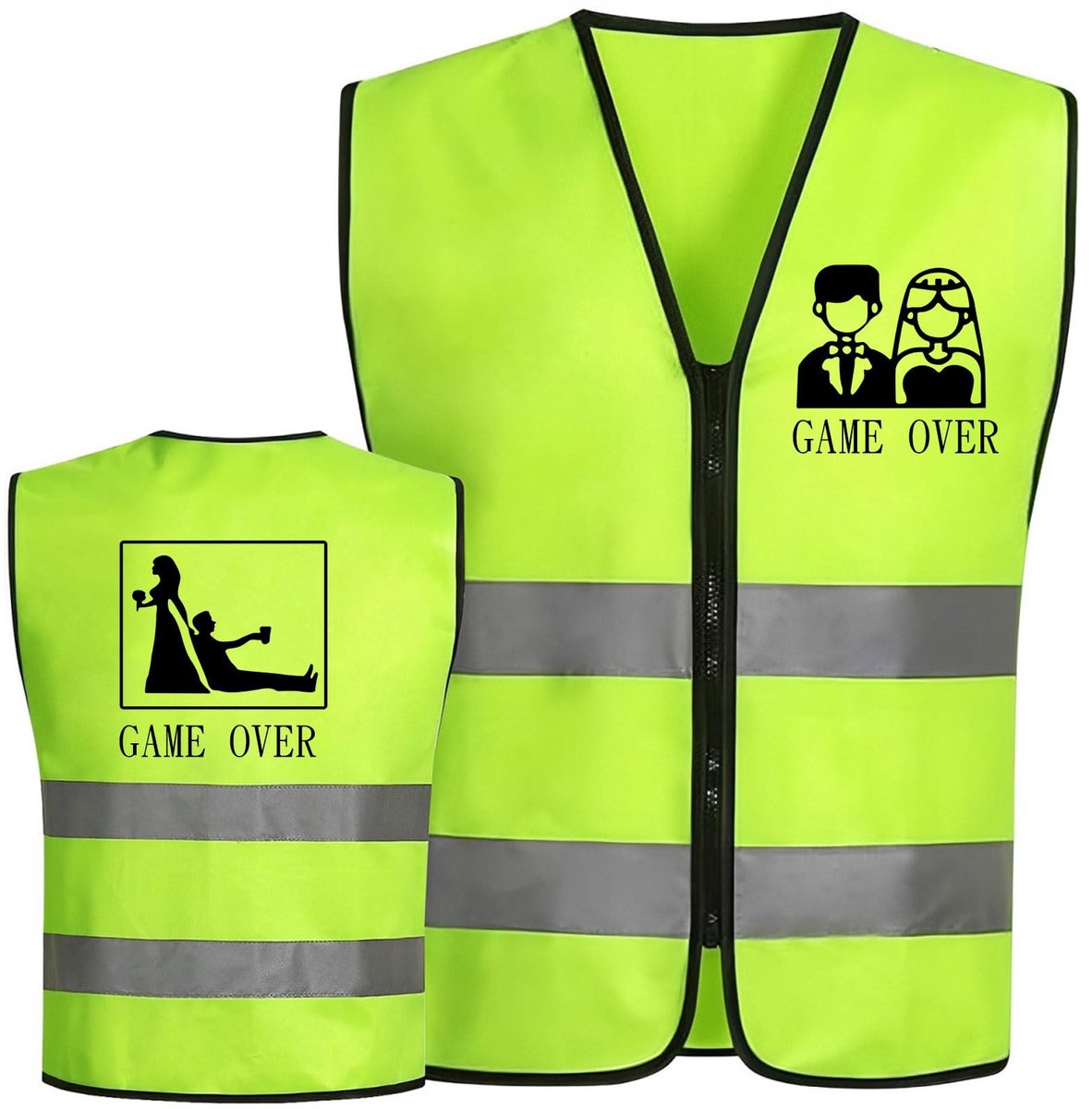 Dailygoods- Kostuum Vrijgezellenfeest - JGA Kostuum - Accessoires Heren - Veiligheidsvest Neongroen - Bruiloft Feest - Reflecterende Strepen - Vrijgezellenfeestoutfit