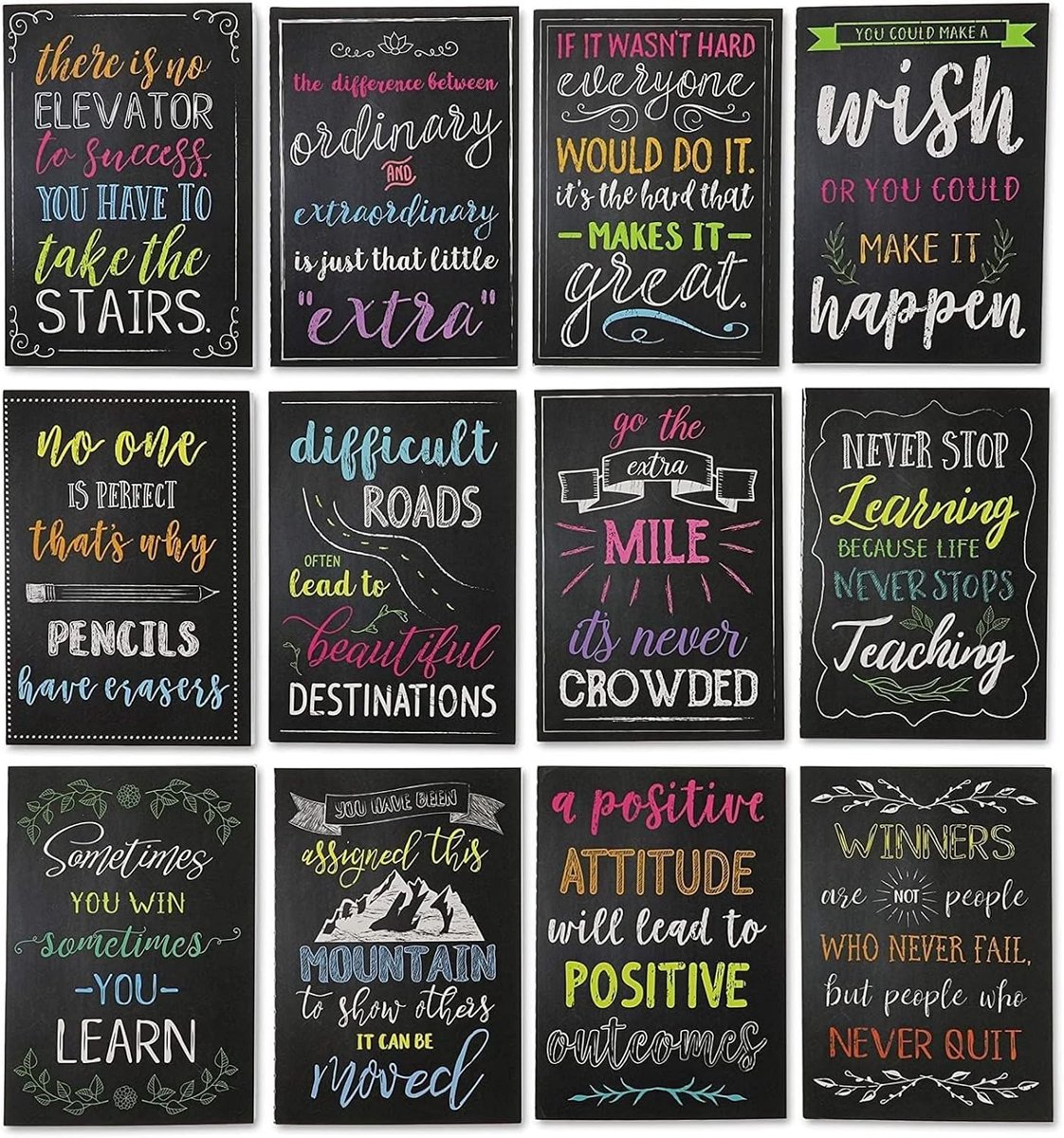 Notitieboekjes 12-pack - Pocket formaat - Inspirerende citaten - Perfect voor notities en schetsen - ShopVlot