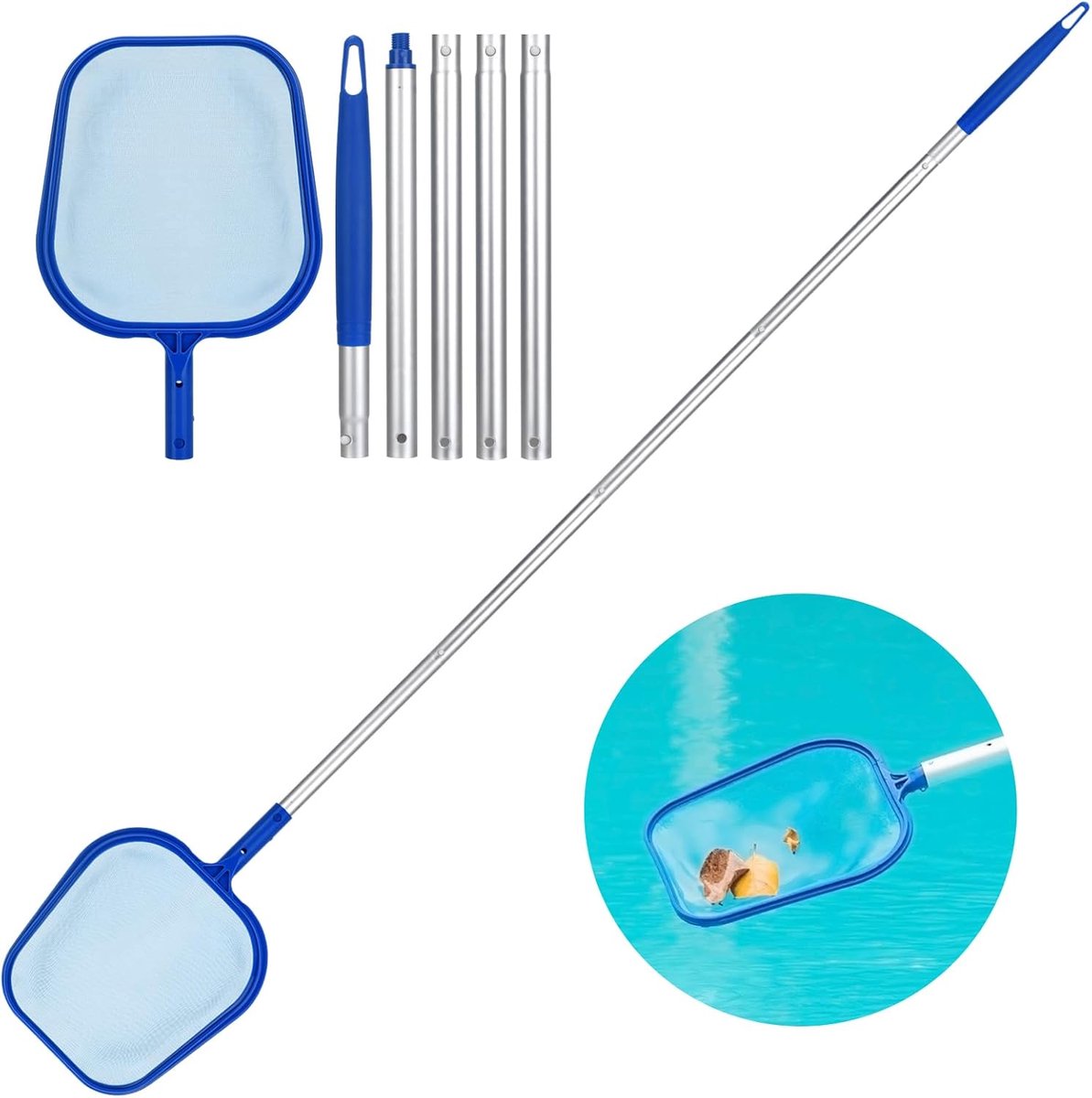 Poolnet voor het schoonmaken van zwembaden - 48 inch telescopische aluminium steel - verstelbaar - ShopVlot