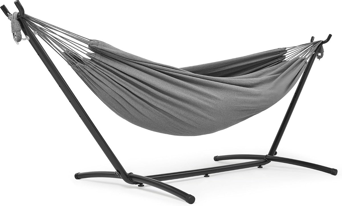 Hammock met standaard - Dubbele stof - Met metalen frame - Ideaal voor camping en tuin - ShopVlot