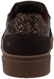 Achterkant van bruine Mustang sneaker met glitterdetail en Mustang logo.