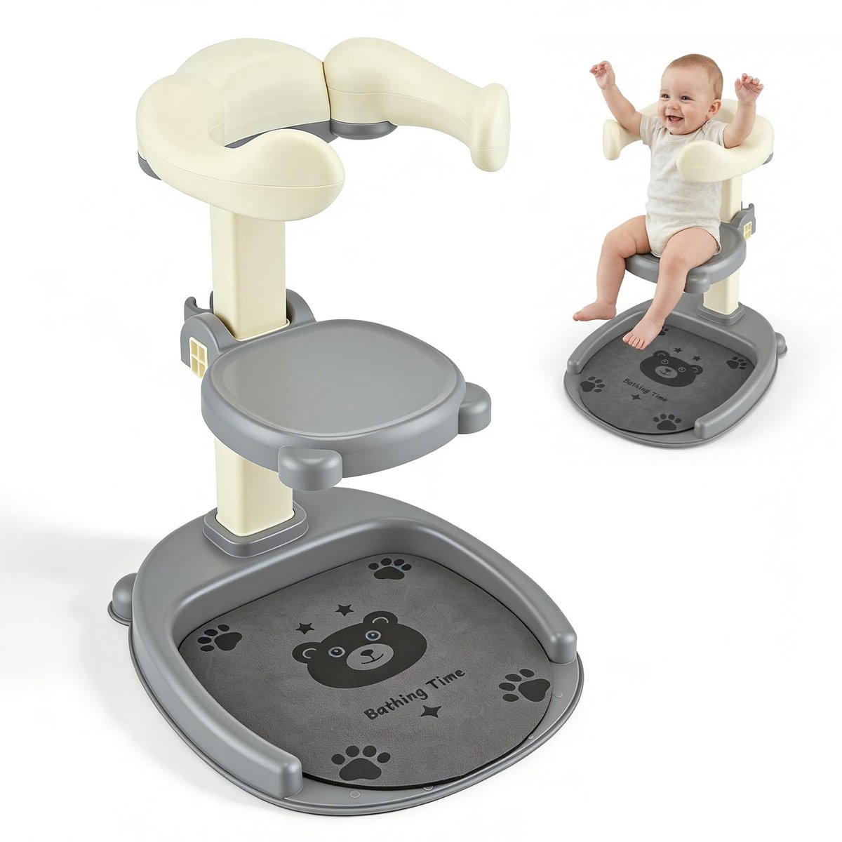 SnelShoppen - 2-in-1 Babyshower Bad met Verstelbare Douchekophouder, Antislip Babybadhouder voor Peuters 8-36 Maanden, Veilig en Comfortabel Badderen