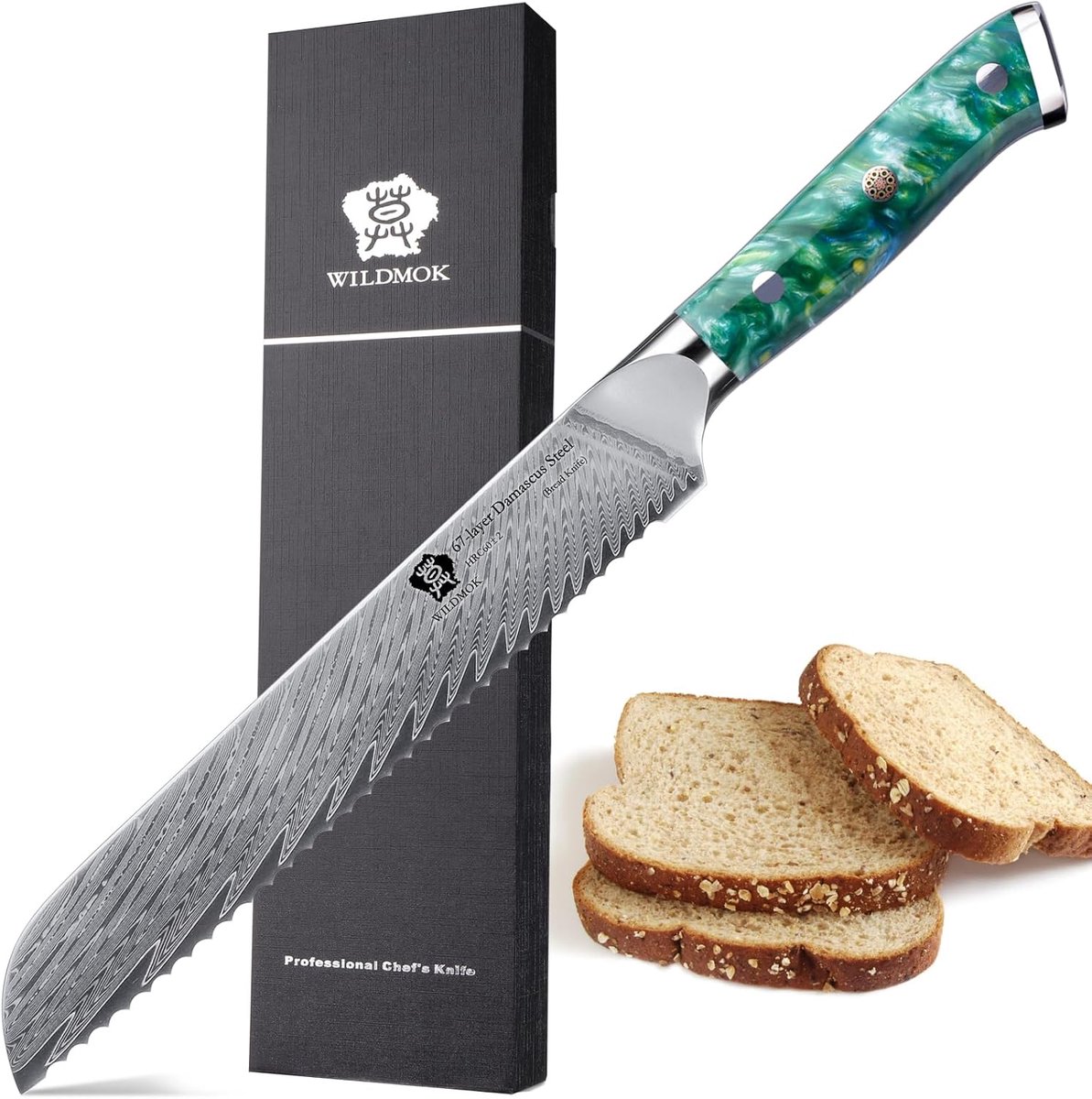 SnelShoppen - Serrated Broodmes 20 cm - Robuuste en Duurzame Houten Handgreep - VG10 Staal - Perfect voor Brood, Taart en Bagels