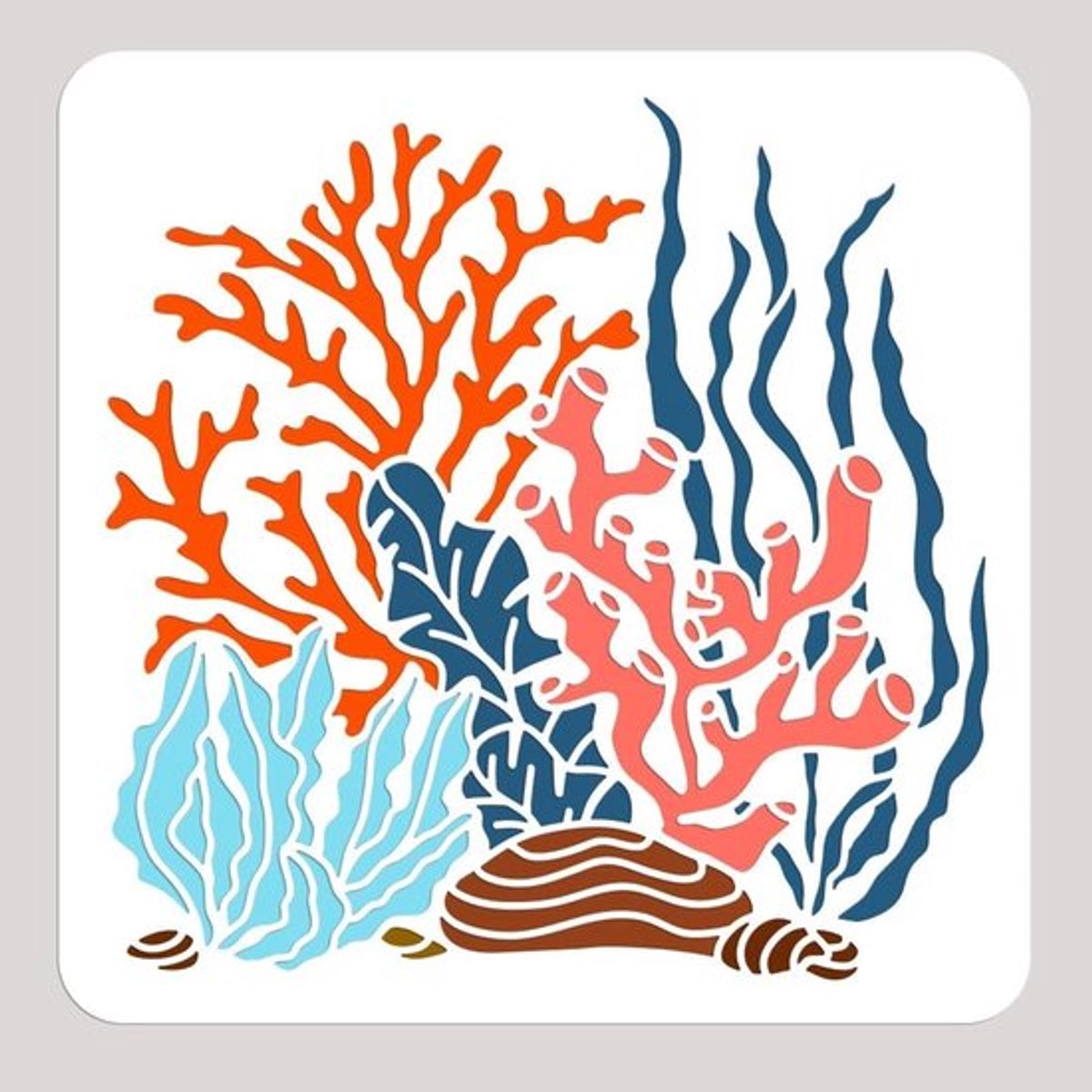 Coral Seagrass Schilder Stencil, 30x30cm Herbruikbare Craft Sjablonen voor Hout, Stof en Muurdecoratie