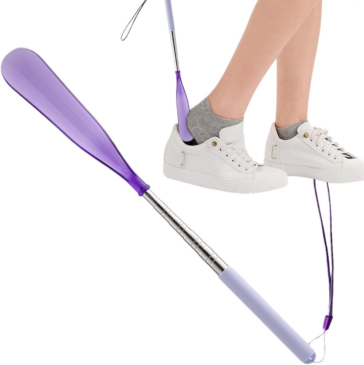 Telescopische Schoenlepel - Verstelbare Schoenlepel Hulp - Schoenen Aantrekken - Uitschuifbaar Handvat - 75 cm - Zwart