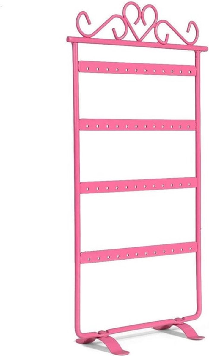 Hangend displayrek met 48 gaten, 4-laags torenstandaard voor decoratie en opslag van bruiloftsaccessoires in roze