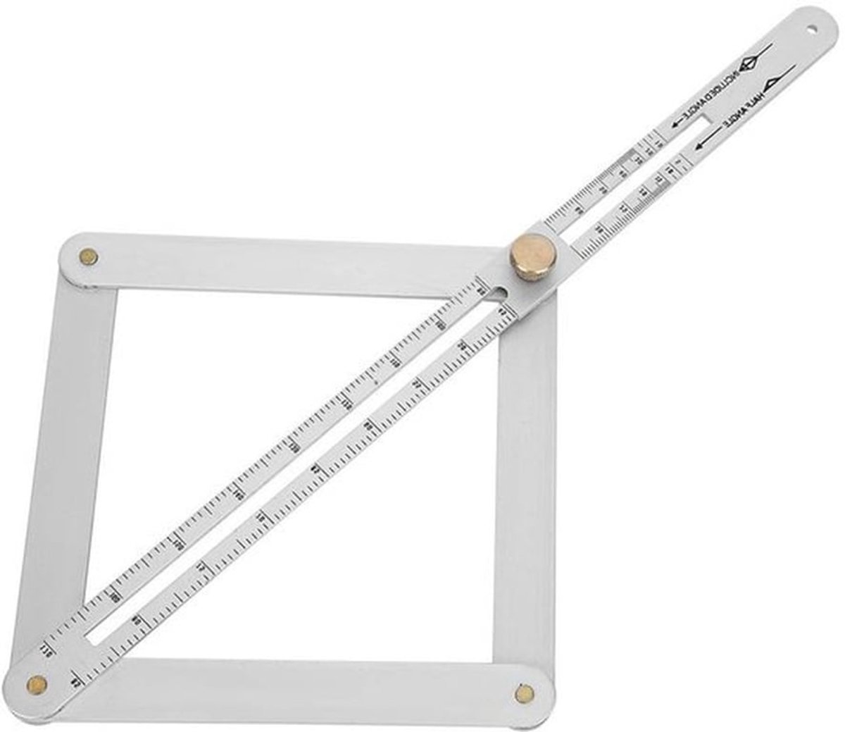 Multifunctionele Hoekmeter van RVS, Precisie Hoekverdeler en Goniometer voor Diagonale Profielen en 4-Weg Hoekmetingen