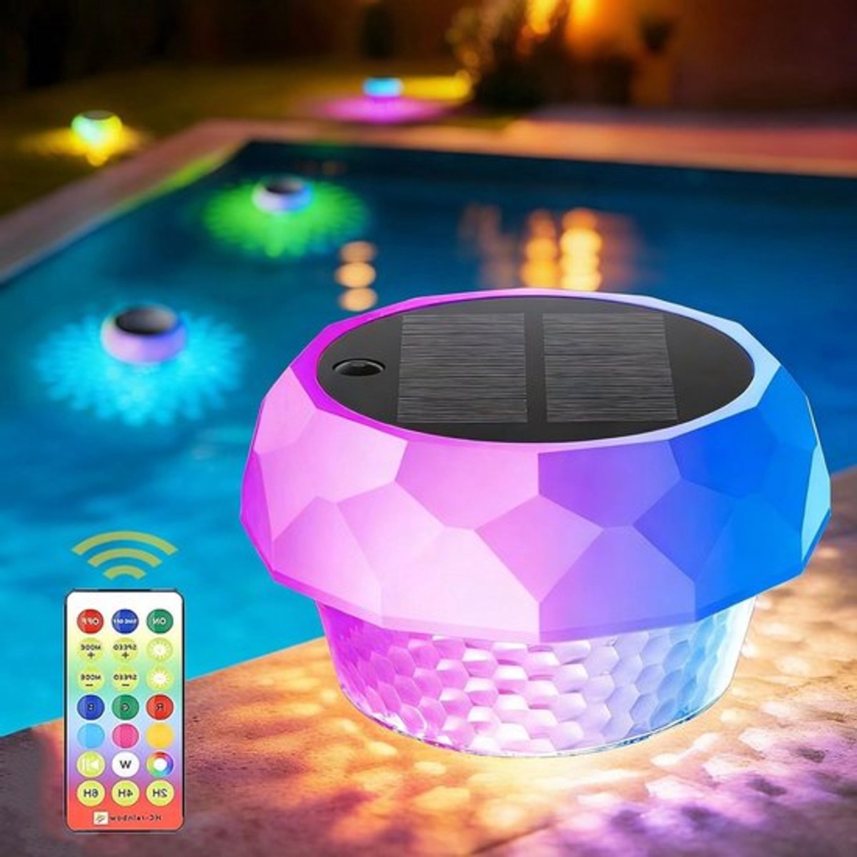Drijvende Solar Verlichting voor Tuin en Vijver, Kleurveranderende RGB LED Lampen met Afstandsbediening, Waterdicht en Geschikt voor Bad, Spa en Douche