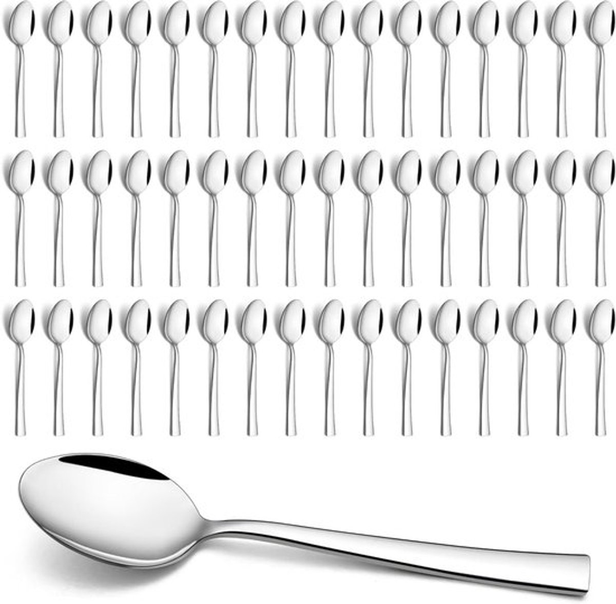 Set van 48 RVS Koffielepels met Vierkante Handgreep voor Perfecte Koffie-ervaring