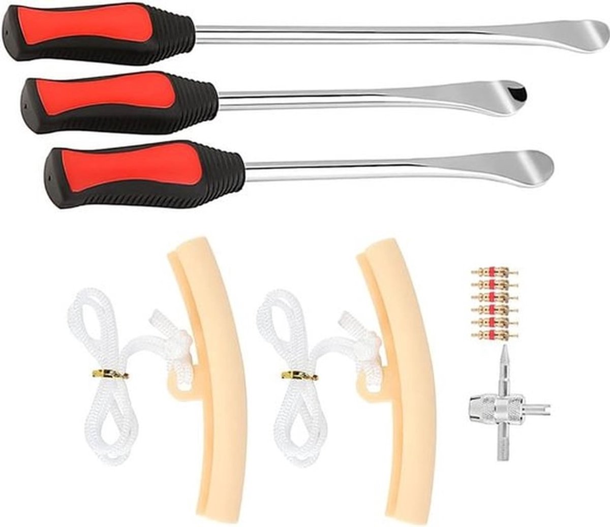 Set van 3 Bandenlichters en 2 Velgbeschermers voor Motorfiets en Fiets, Ideaal voor Bandenonderhoud en Reparatie