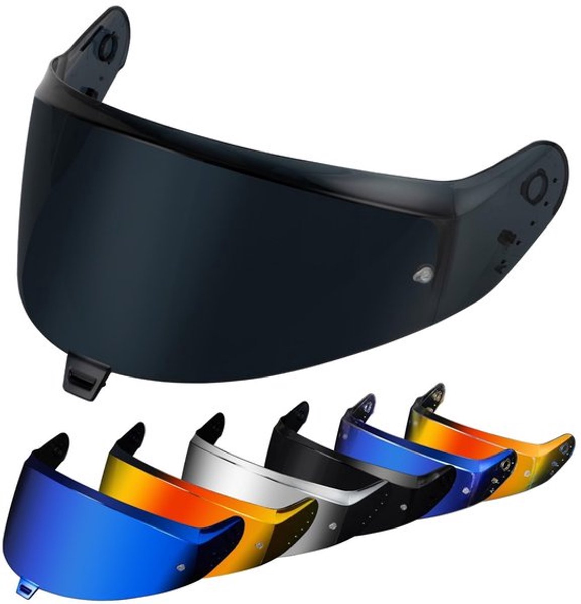 Helmvizier gespiegeld - Helmvizier getint - Motorhelm accessoires - Vervanging - Donker zwart - Motorvizier