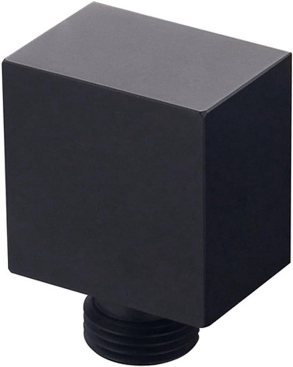 Wandconnector voor douche, G1/2 muurbevestiging, hoekuitgang voor verborgen montage, zwart vierkant