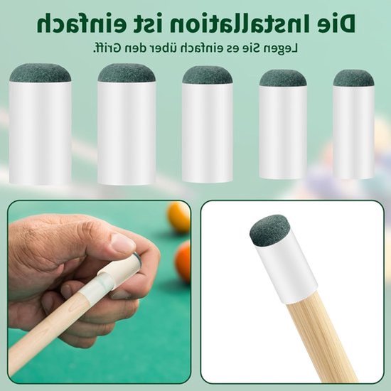 50 Stuks Slip On Billiard Cue Tips in 5 Maten, Geschikt voor Snooker en Pool, Eenvoudig te Gebruiken zonder Lijm — afbeelding 5