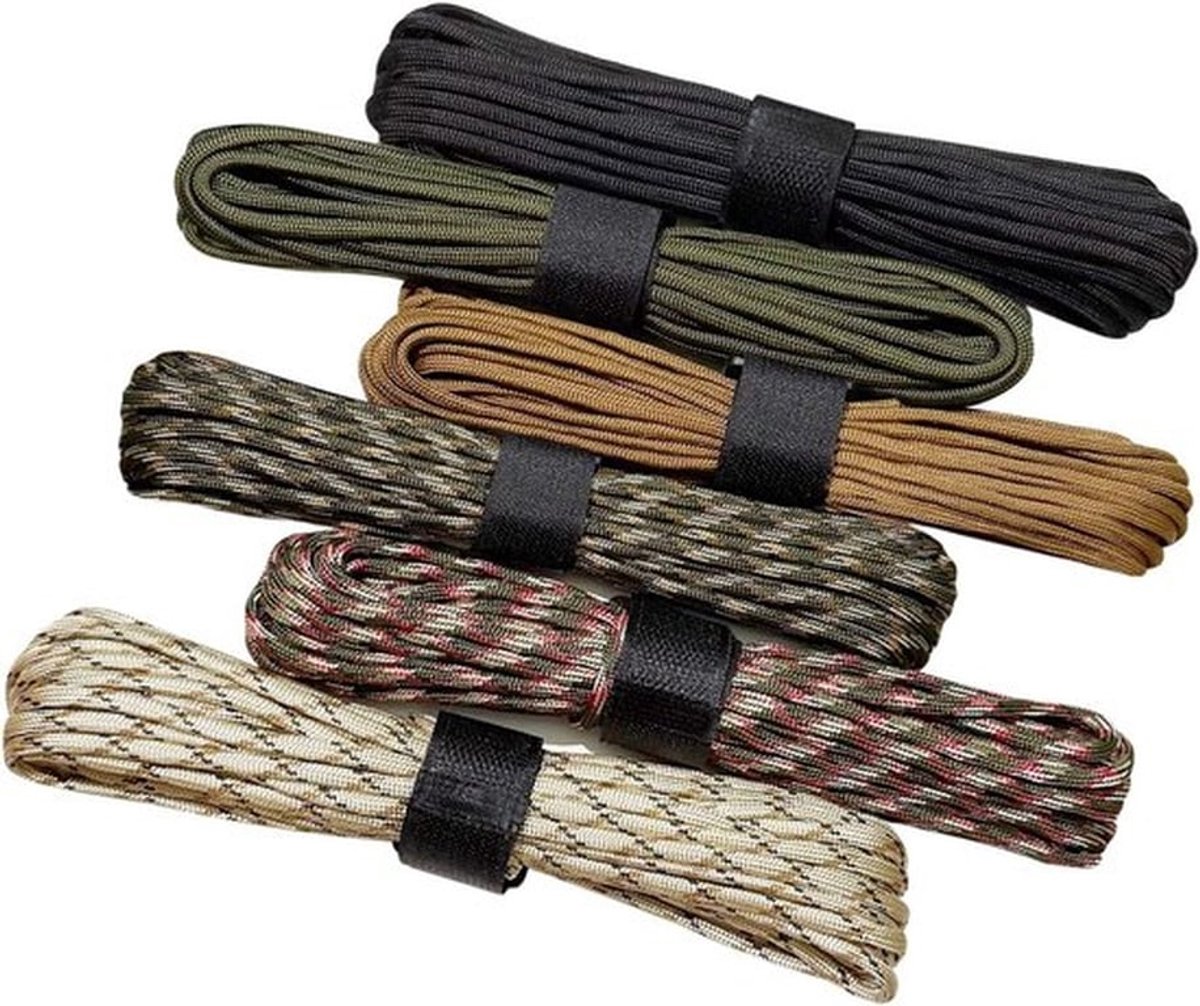 Set van 6 Paracord Koorden 4 mm, Scheurbestendige Touw met 7 Kernen, Ideaal voor Buitenactiviteiten, Tuinieren en Doe-Het-Zelf Projecten
