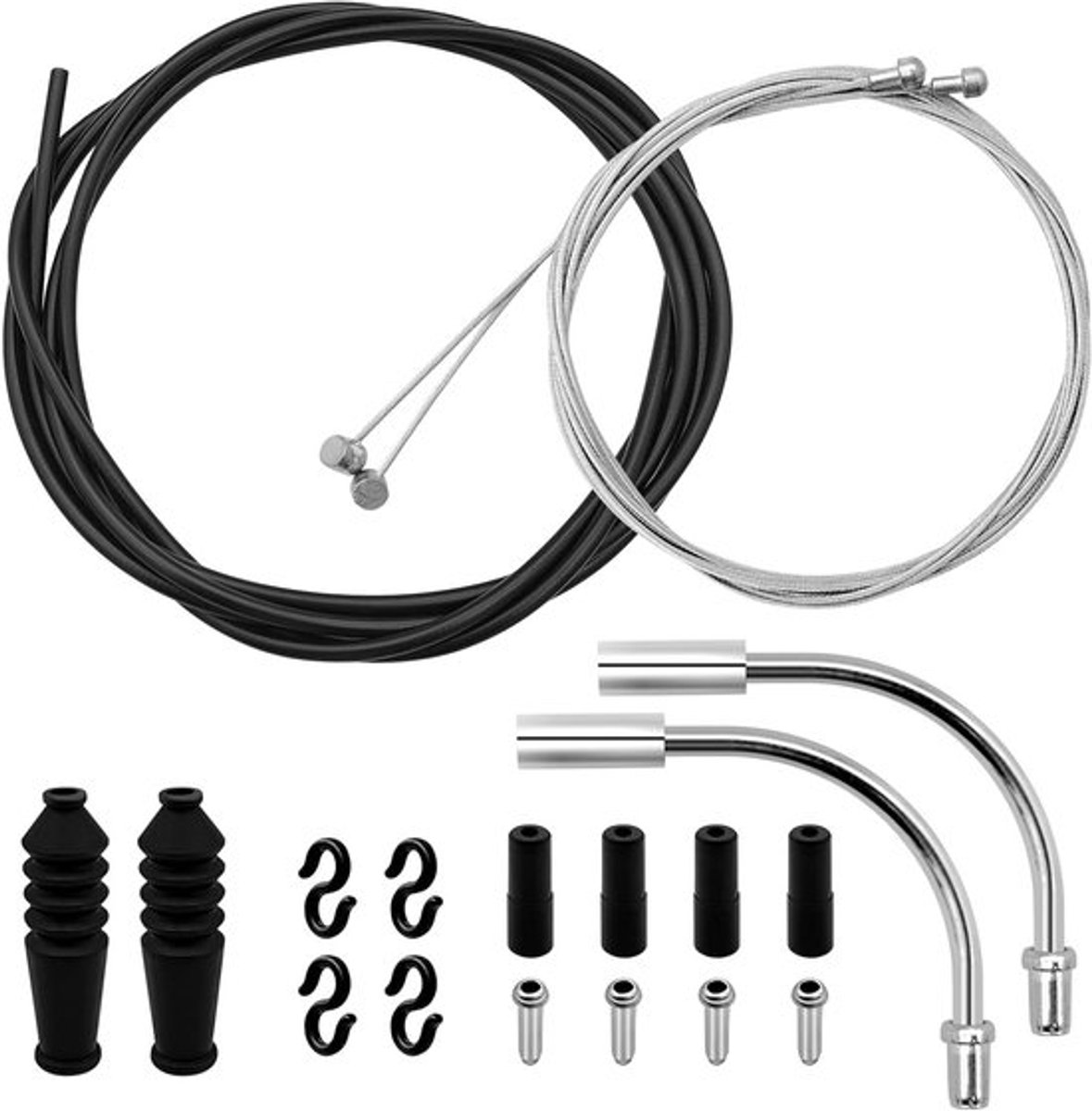 Set van 2 Remkabels voor Fietsen, Geschikt voor Mountainbikes en Stadsfietsen, Inclusief Remlijnen en Manifold 2V (90°)