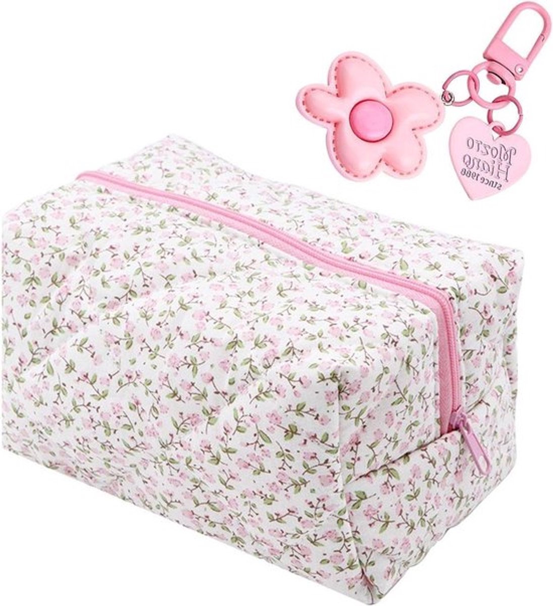 Make-up Tas en Hanger Set, Draagbare Tas met Grote Capaciteit voor Huidverzorging, Reistas in Roze, Modern Ontwerp