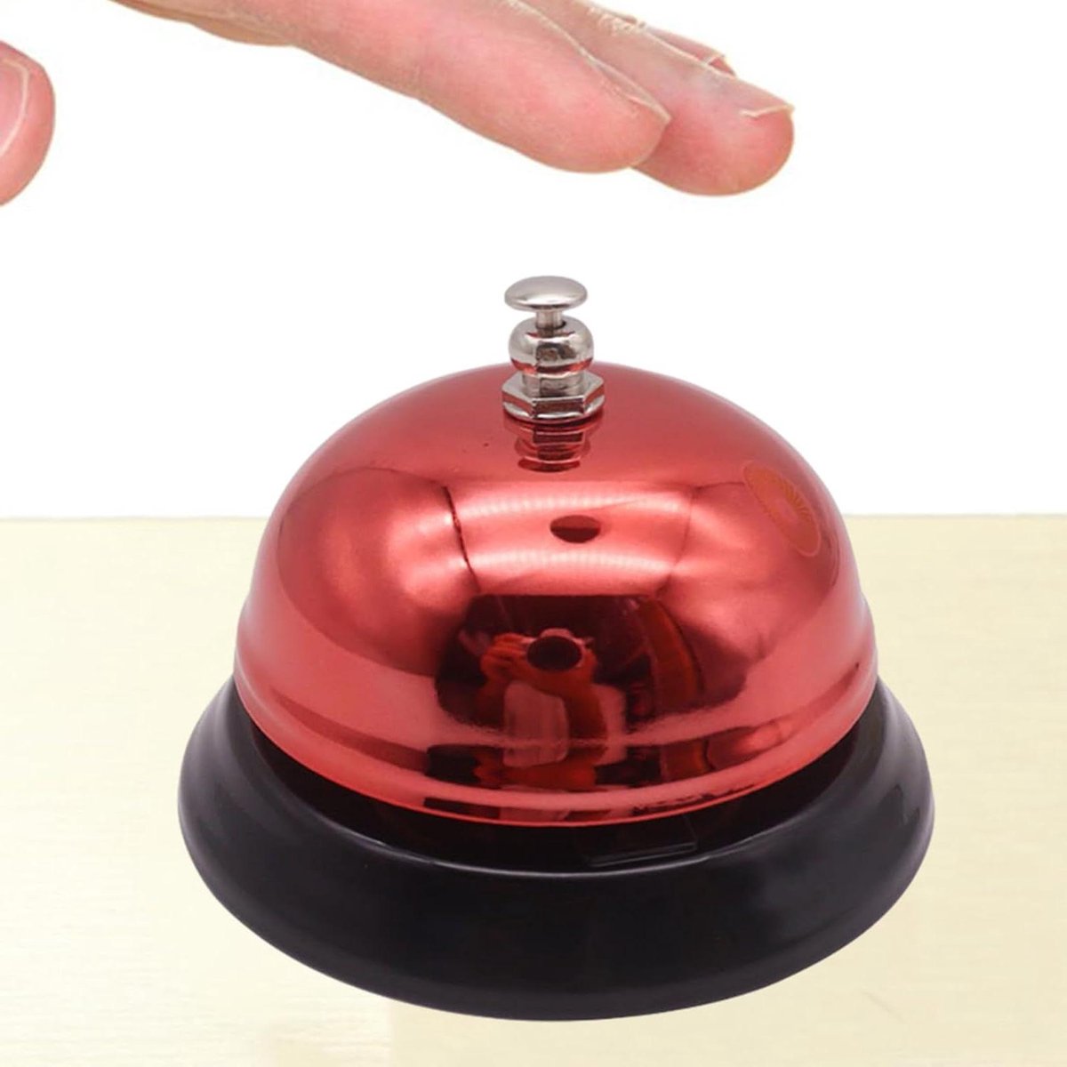 Metalen Tafelbel - Receptiebel Keukenbel - Personeel Oproepen - Roestvrij Metaal - 85mm - Rood
