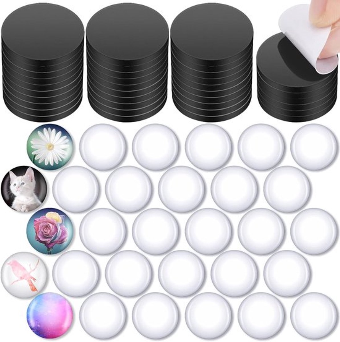 Ronde keramische magneten en glazen dome cabochons voor koelkast en keuken, 96 stuks voor Halloween en Kerstmis