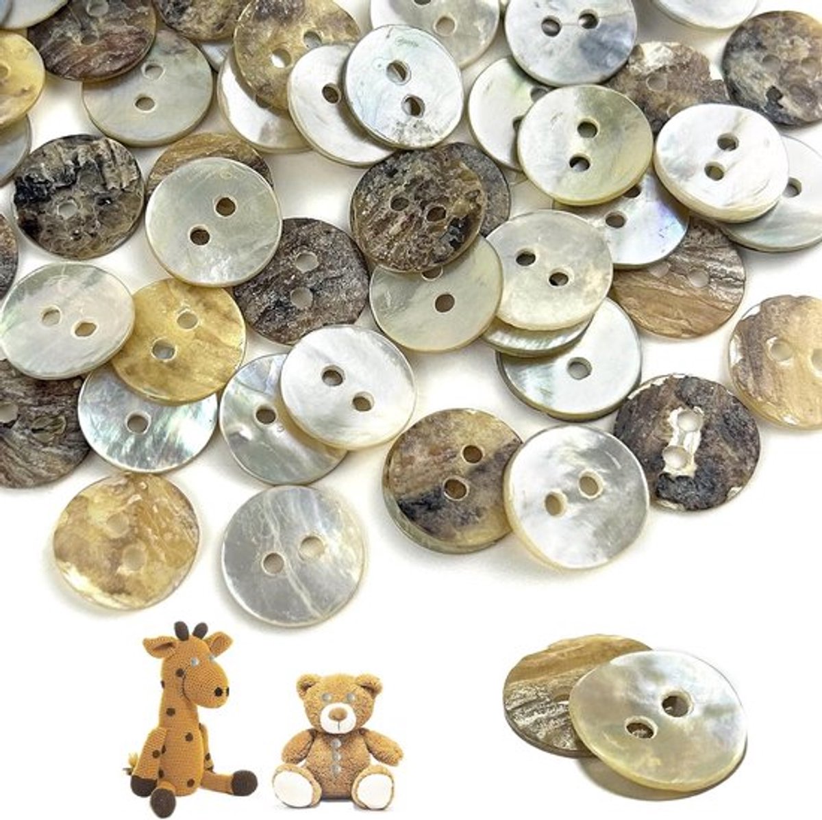 120 Stuks Moeder Van Parel Knopen, 12.5 mm Schelp Knopen, 2-Gat Knopen voor Kleding, Hoeden en Creatieve Projecten