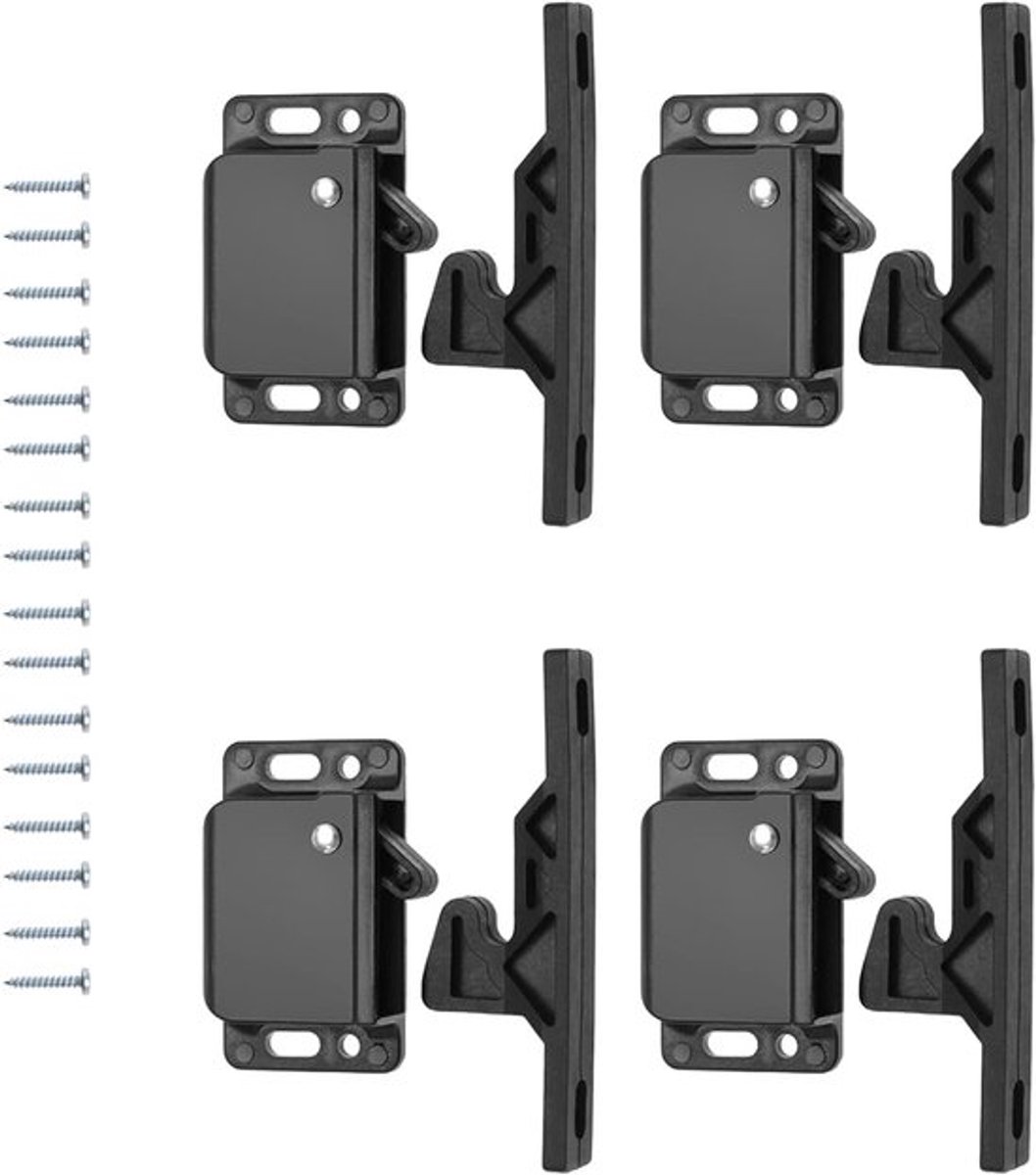 Set van 4 Lades voor Caravan en Camper - Accessoires voor Keuken, Kantoor en Slaapkamer - Zwart Push-to-Close Sluiting