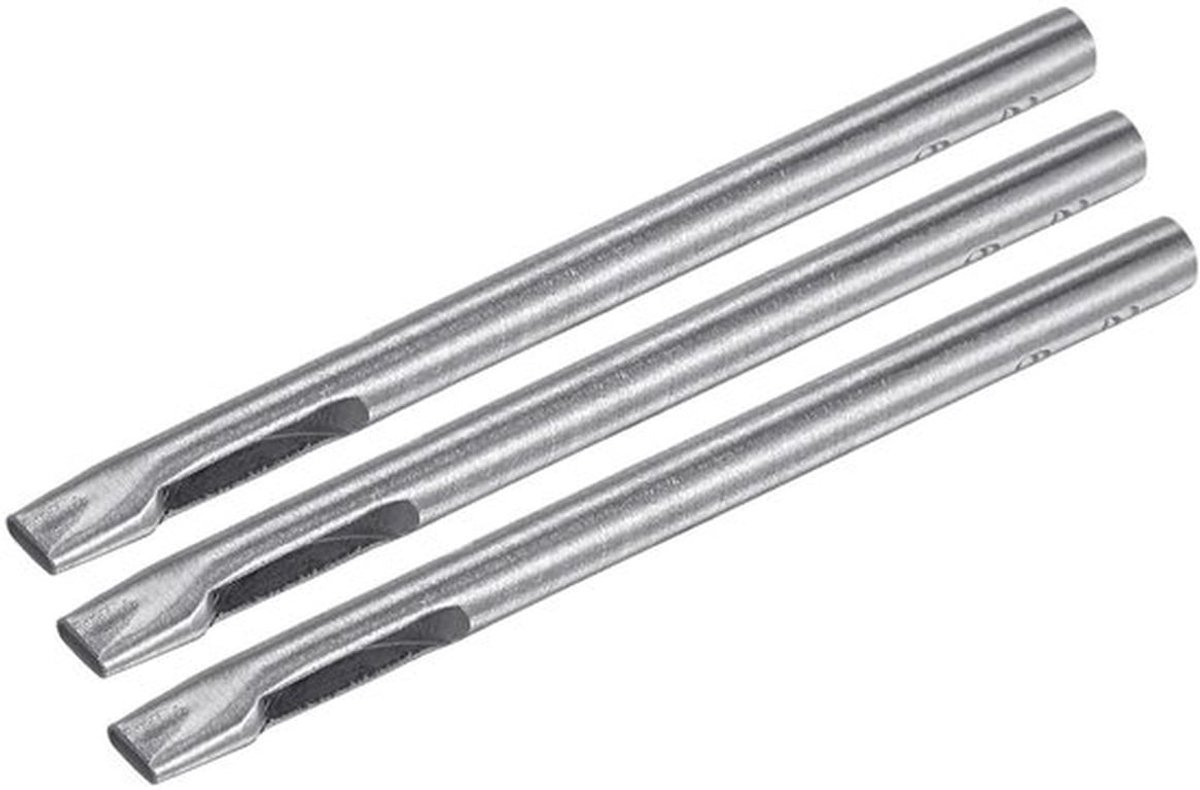 Set van 3 ovale leren perforators - 2 x 6 mm, staal gereedschap voor het maken van gaten in riemen, tassen en kleding, 100 mm lang