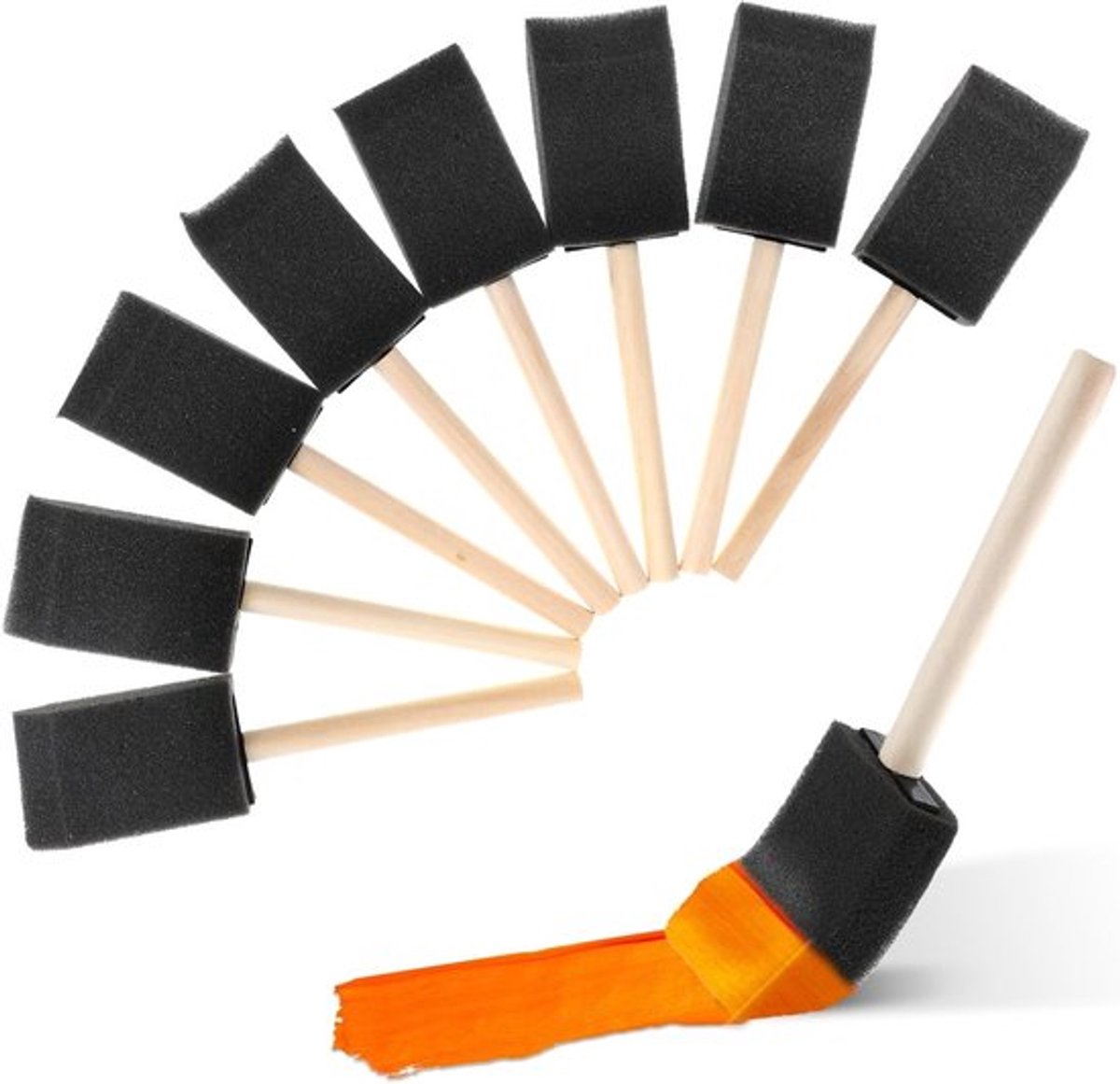 8-delige Schuim Verfkwast Set, 1.6 Inch Sponskwasten met Houten Handvat voor Schilderen, Beitsen en Creatieve DIY Projecten