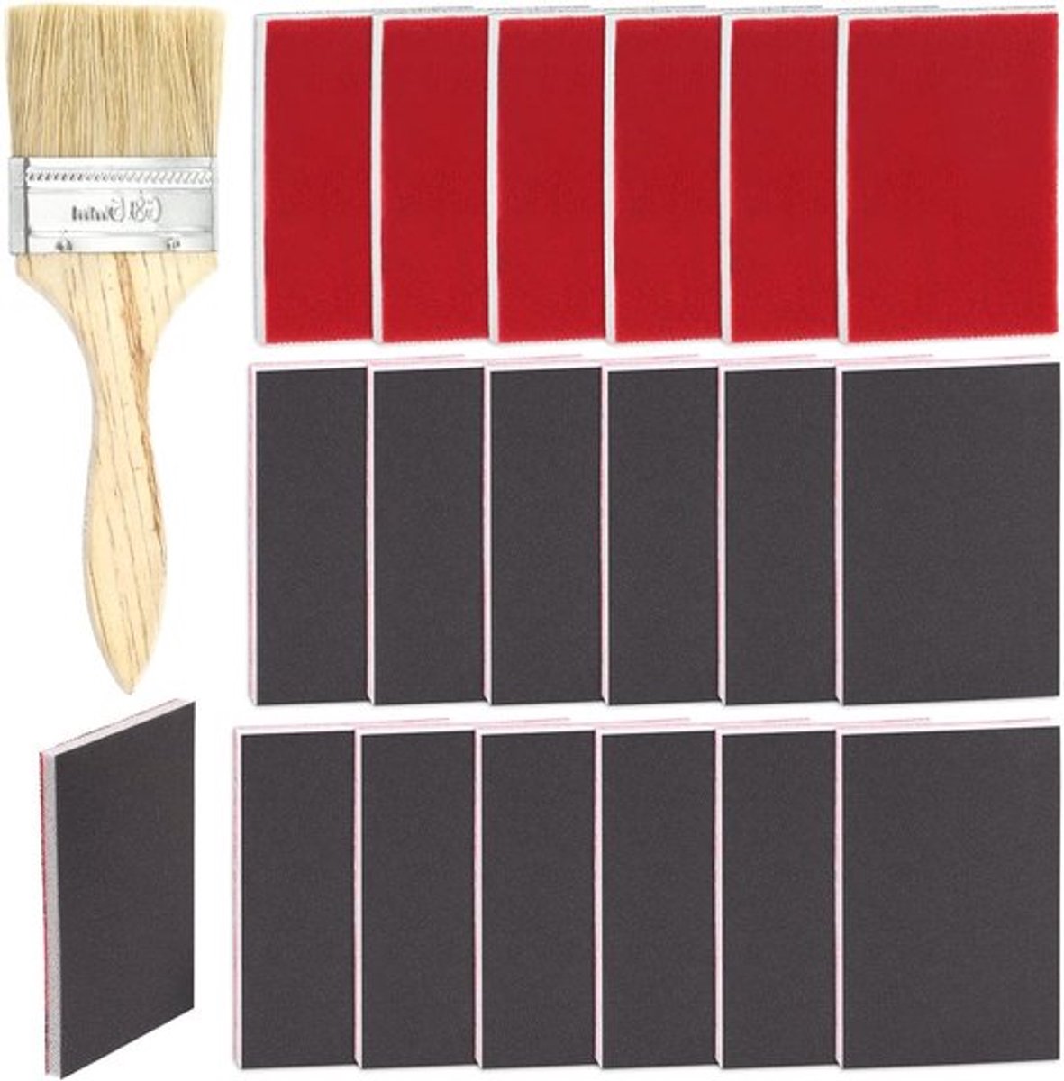 21 Stuks Schuurpads en Schuursponzen - 800-1000 Grit, Wasbaar, Flexibel, Voor Nat en Droog Schuren met 2,5 Inch Verfkwast