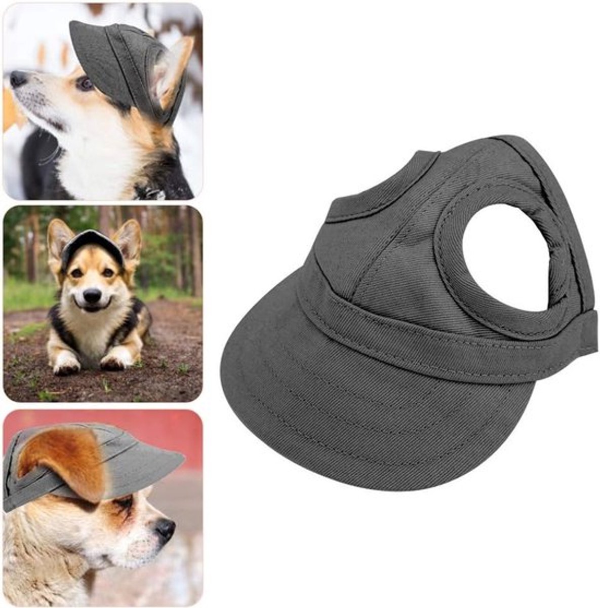 Honden- en kattenpet, stijlvolle baseball cap, outdoor hoed, zonbescherming, verstelbare sluiting, maat M, zwart