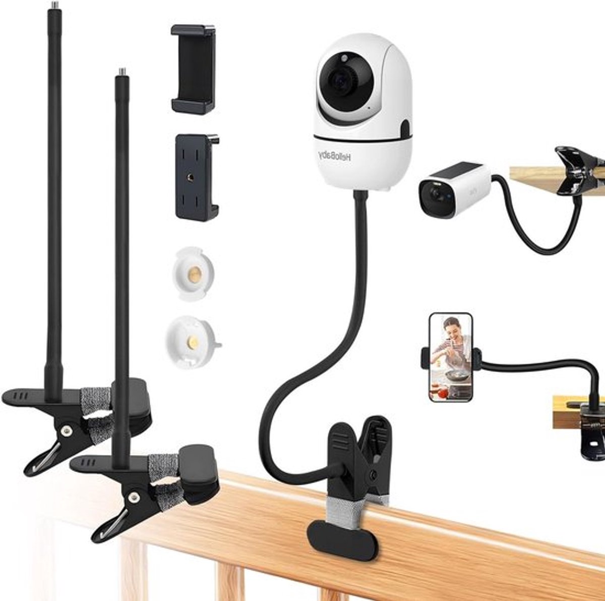 Duurzame metalen klemhouder voor camera's, ideaal voor stabilisatie en montage, 2 stuks
