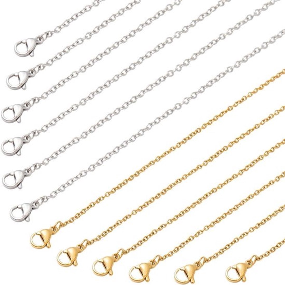 20 Stuks 50cm 304 RVS Ketting, 2 Stijlen Losse Sieraden Set voor het Maken van Parelsieraden en Kettingen