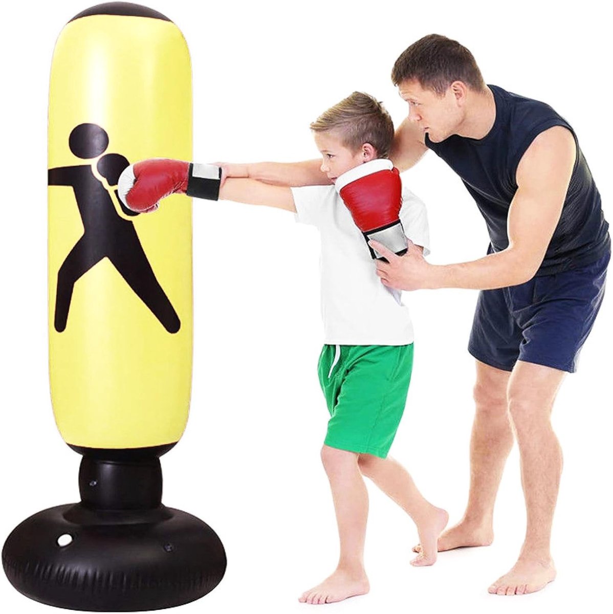 Vrijstaande Stootzakken voor Kinderen en Volwassenen, Gevuld Bokszak 160cm voor Boksen en Kickboksen, Opblaasbare Zandzakken, Ideaal voor Training en Fitness