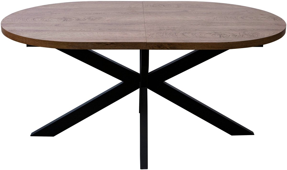 Uitschuifbare eettafel ovaal 160-220cm Liam bruin MDF eetkamer tafel