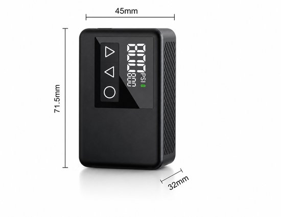 Elektrische Fietspomp XS - 108 gram - Draagbaar - Smart Digitaal Display - Mini Luchtcompressor - Koersfiets - Racefiets - Gravelbike - Sportfiets - Stadsfiets - Mountainbike - Scooter - Fatbike - Bakfiets - USB-C Oplaadbaar - Presta/Schräder/Dunlop — afbeelding 3