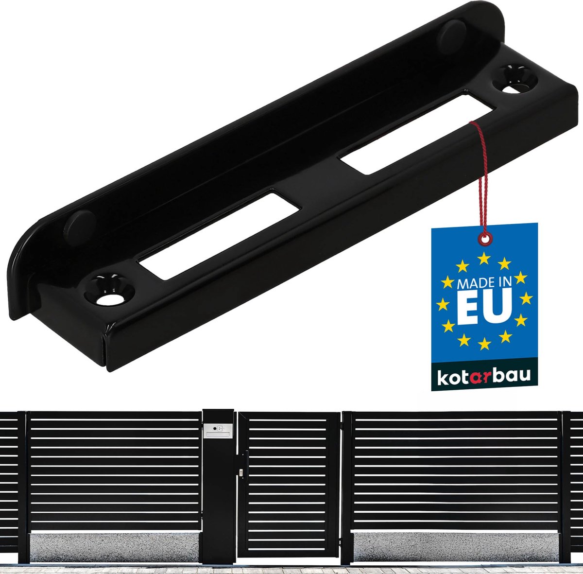 KOTARBAU® Sluitplaat voor Tuinpoort - Sluitplaat Poort - Poortaanslag 16,5cm - Aanslagplaat - Hoeksluitplaat - Stalen Sluitplaat - voor Houten en Metalen Poorten - Zwart