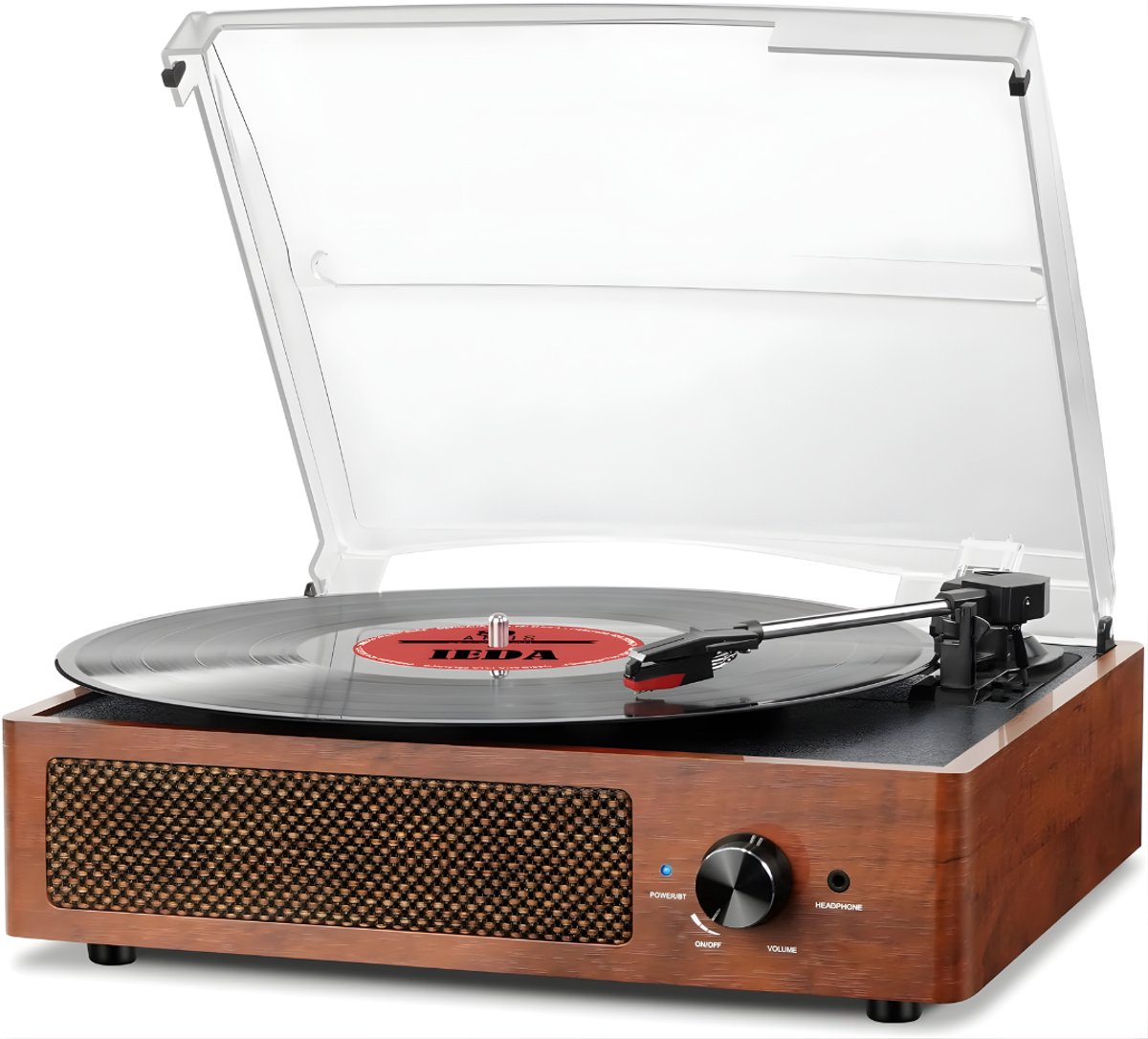 KIRA® Platenspeler - Platenspeler met Speakers - Platenspeler Meubel - Bruin - 33cm x 28cm x 12cm