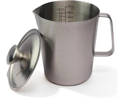 Melkkan Roestvrij Staal - Melkschuimkan Opschuimer - Koffie Bereiden - Dubbele Schaal - 1000 ml - Zilver