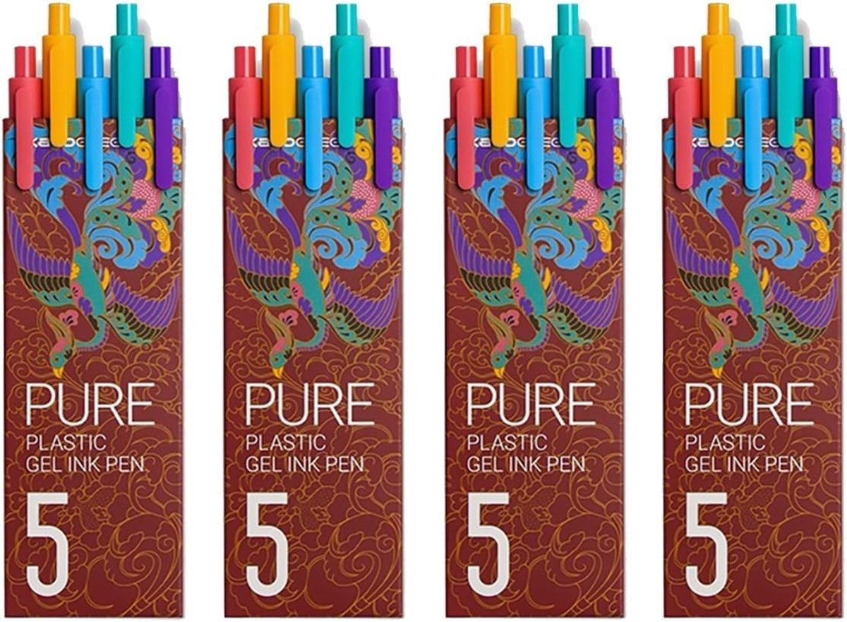 Set van 4 gelpennen met fijne punt, 20 stuks sneldrogende navulbare inktpennen voor creatief schrijven en tekenen