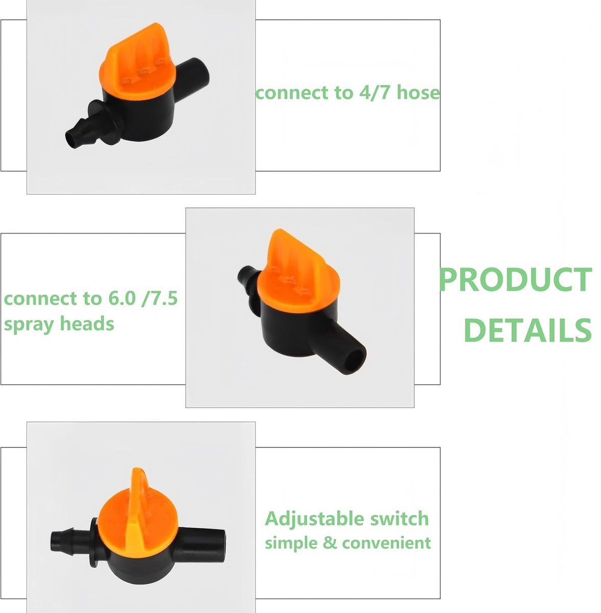 Set van 20 Drip Irrigation Ventielen 1/4 Inch - Afsluitventielen voor Tuinirrigatie, Kassen en Besproeiingssystemen, Perfect voor Efficiënte Waterverdeling