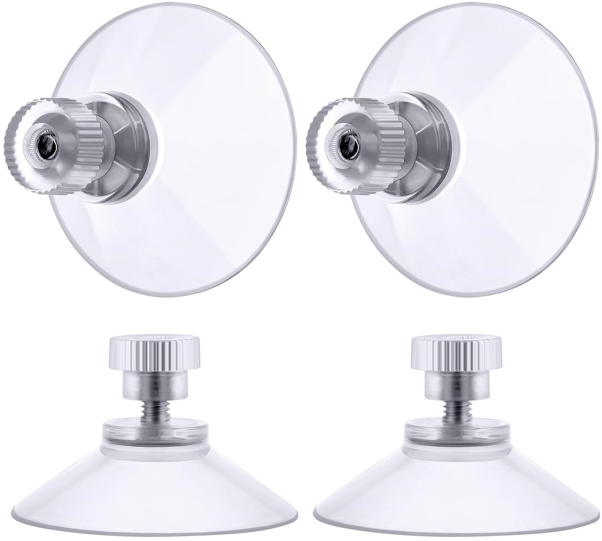 4 stuks zuignap met schroefdraad en kartelmoer, PVC zuignappen Ø50mm, Transparante zuignappen zonder boren, zuignappen haak extra sterk voor ramen, auto, decoratie, keuken, ophanging