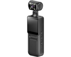 4K-camcorder met ingebouwde audio- en videomogelijkheden, POV-/zak-/vlog-/draagbare reiscamera, uitgerust met voor- en achterlens, actiecamera met kleuren-TFT-scherm.