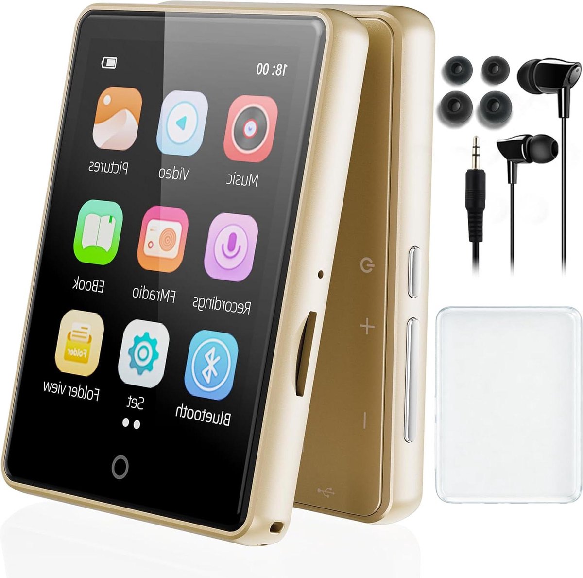 MP3-speler - Digitale audiospeler - Muziek luisteren - Groot kleurenscherm - 64GB opslag - Goudkleurig
