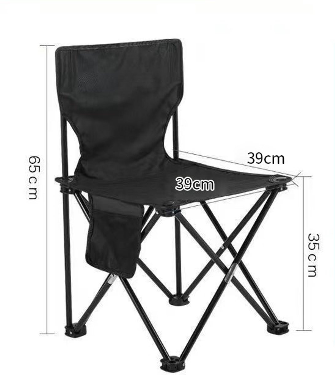Zwarte extra grote (39x39 cm) opvouwbare campingstoel – ook geschikt om op te schetsen – voorzien van een zijvak een draagbare opvouwbare stoel die ideaal is voor kamperen vissen en gebruik in de tuin — cadeau in Sport & Outdoor - foto 5